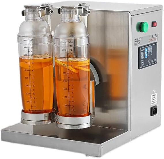 Milk Tea Shaker, Electric Double Frame Milk Tea Shaker Machine, 0-120s Adjustable Milk Shake Mixer Machine with Double 750ML Stainless Steels Cups for Bubble Tea Boba Tea Juice Coffee