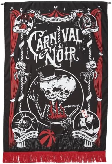 Killstar Carnival Tapestry Clown Skull Red And Black Gothic Circus KSRA008205