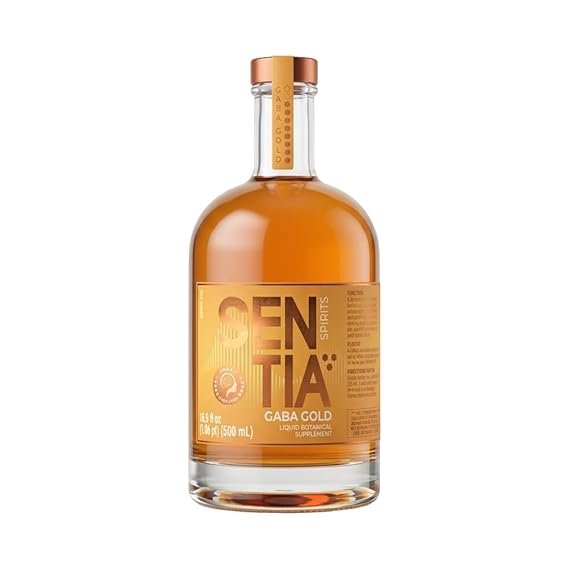 Sentia Spirits Gaba Gold, Botanical Alcohol Free, Drink , Award Winning, Vegan, Gluten Free and GM Free, Zero Proof, Citrus Ginger Taste Up to 20 Drinks, 16.9 fl oz (500ml), Mix with Lemonade or your favourite mixer