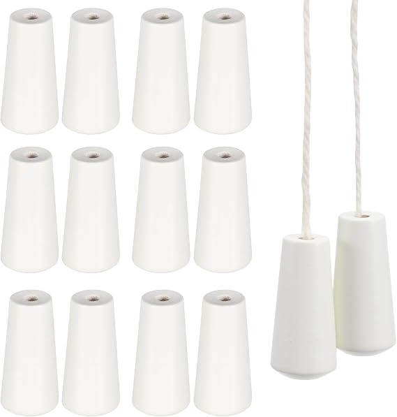 DECHOUS 12Pcs Window Blind Wood Cord Pulls: White Decorative Shade Pull Cord Knobs Drops End for Home Office Window Roman Blinds or Shades Accessories