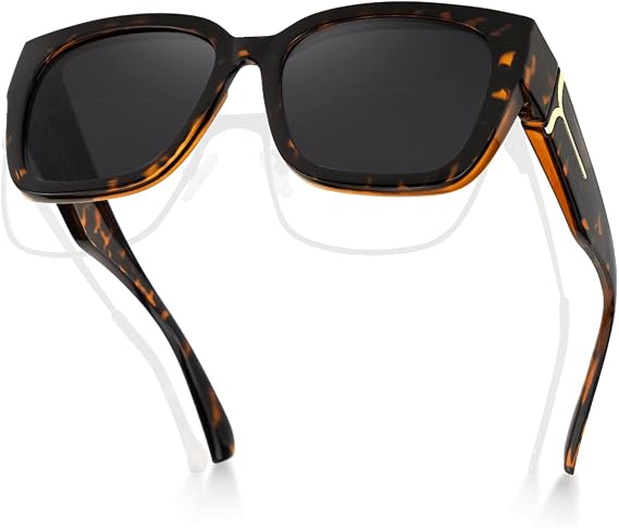 Meeloog Polarized Fit Over Sunglasses Womens, Oversized Square | TR90, UV Protection, Driving Street Style Ride Outdoor Recreation, Wear Lightweight Comfort, Square Shades