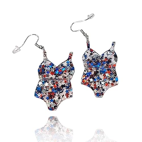 Zian Red White And Blue Earrings Patriotic Earrings Independence Day Earrings July 4 Earrings Twinkle Summer Earrings Bikini Earrings Flip-Flops Earrings Beach Earrings