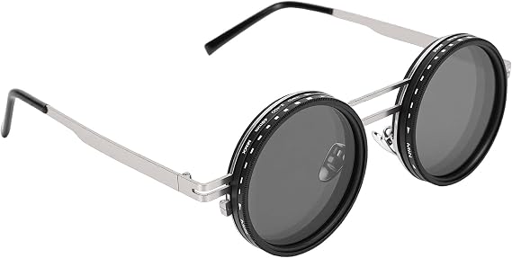 Zunate Adjustable Tint Polarized Sunglasses | Customizable ND Filter Lenses for Sun & Blue Light Protection, Unisex Round Design with PC Metal Frame, Includes Case & Cloth