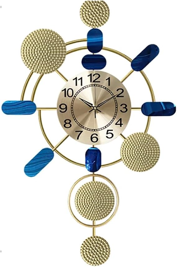 XJBTBA Large Metal Wall Clock with Digital Hands - Silent Non-Ticking for Living Room, Bedroom, Office Decoration