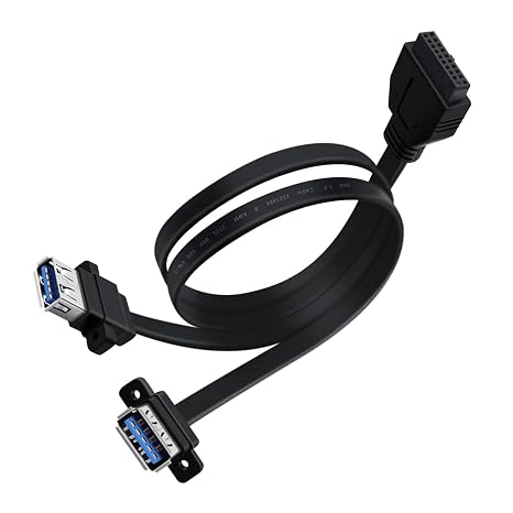 USB 3.0 Front Panel Cable 5Gbps USB 3 0 Header Extension Cable 19/20 Pin USB 3.0 Front Panel Extension with Panel Mount Holes (30cm)