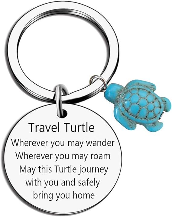 Meimimix Travel Turtle Keychain Wherever You May Wander Good Luck