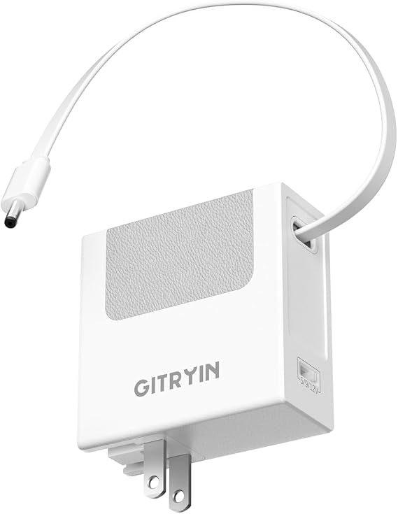 Gitryin 30W GaN Retractable Wall Charger, 33.5in DC Power Cord, 12V 2.5A | Power Supply Adapter with Foldable Plug, Fast Charging for LED Strip Light, Camera, BT Speaker, GPS, Webcam, Router, Black