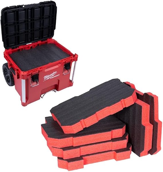 Econo Foam Inserts- Fits Milwaukee Packout TM 48-22-8426 (6 Piece Foam Kit) Black/Red