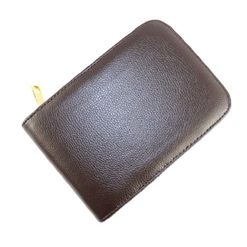 Gullor Fountain Pen Case for 12 Pens Leather Brown with Golden Zipper