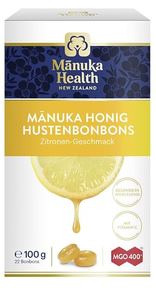 Manuka Health - Manuka Honey MGO 400 + Lemon Lozengers 100 g 100% Pure from New Zealand with Certified Methylglyoxal Content and Vitamin C Sweets