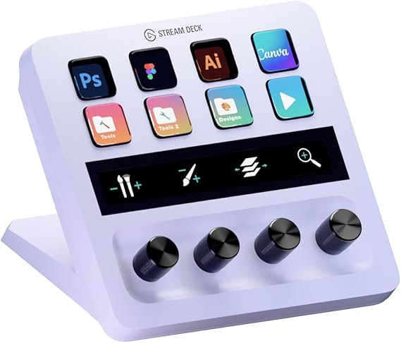 Elgato Stream Deck + White, Audio Mixer, Live Production and Studio Controller for Content Creators, Streaming, Broadcasting, Gaming, Compatible with Mac/PC