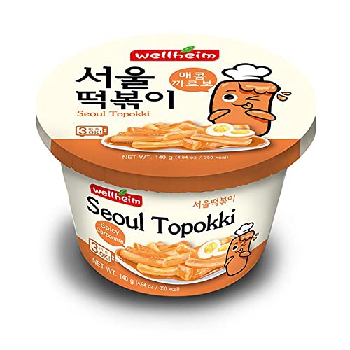 [NongHyup] Instant Korean Wellheim Cup Rice Cake | Carbonara Flavor | Spicy & Chewy | Cooks in 3min | Cup Tteokbokki | 140g4.94 oz Spicy Carbonara
