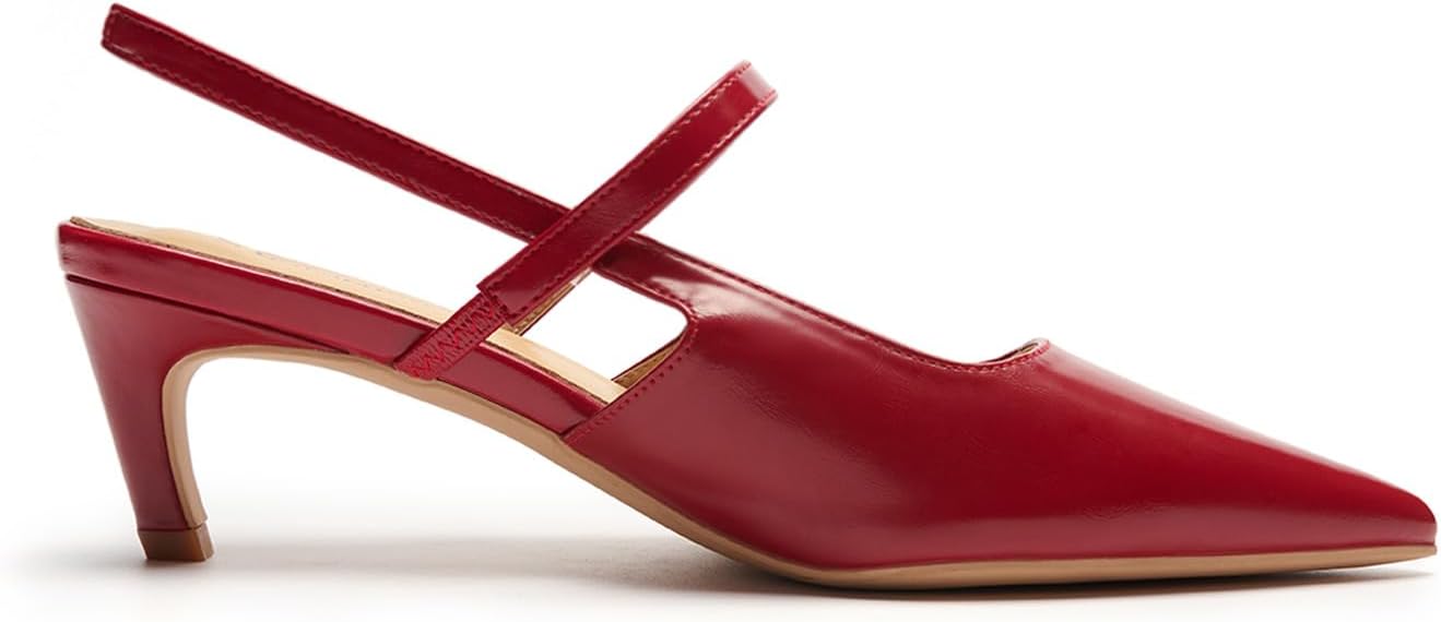 C.Paravano Pointed Toe Kitten Heels for Women Slingbacks 2.56''Low Heel Pumps