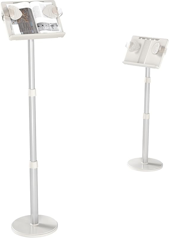 lesolar Lectern Podium Stand & Book Stand 2 in 1 Adjustable 63~130cm Portable Standing Desk Table Steady Book Stand with Paper Clips, Floor Standing Teacher Podium for Church Wedding Classroom Speech