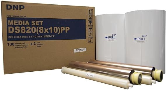 DNP Pure Premium Media for DS820A Printer, 8x10" 130 Prints Per Roll, 2 Rolls Per Case (260 Total Prints)