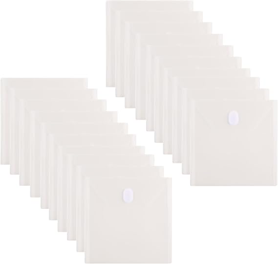 7 x 7 Square Clear Plastic Envelopes Die Cut Stencil Storage Holder 20 Pack Hook Loop Closure