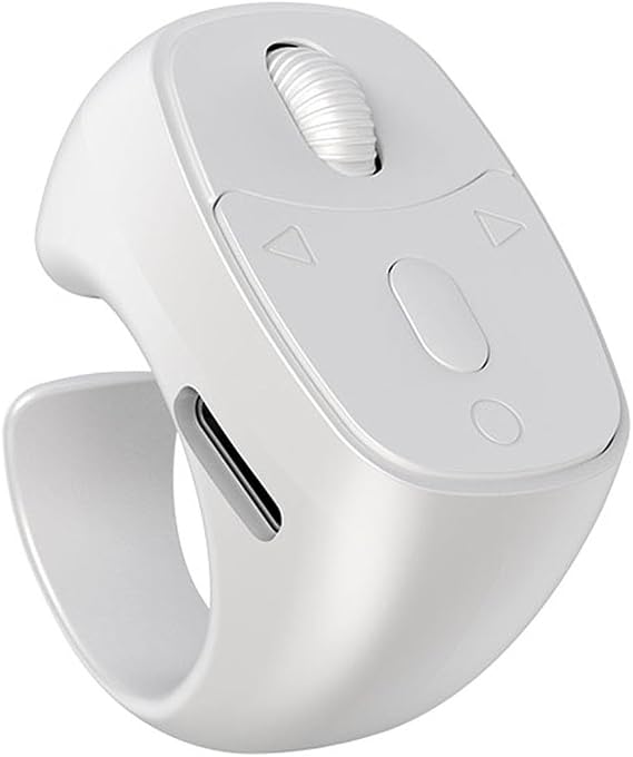 Mouse Tasarım Bluetooth Uzaktan Yüzük Kumanda Sayfa Çevirici Video Selfie Kumandası FC1160 (Beyaz)
