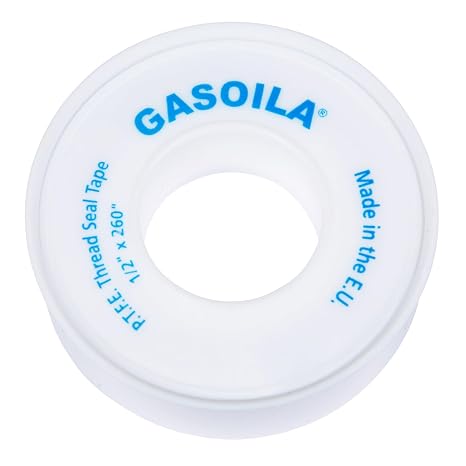 Gasoila PTFE Thread Seal Tape Professional-Grade, 1/2 Inch x 260 Inch, Low-Density Thread Tape for Plumbing and Water Pipes Leak-Proof Seal, Non-Toxic