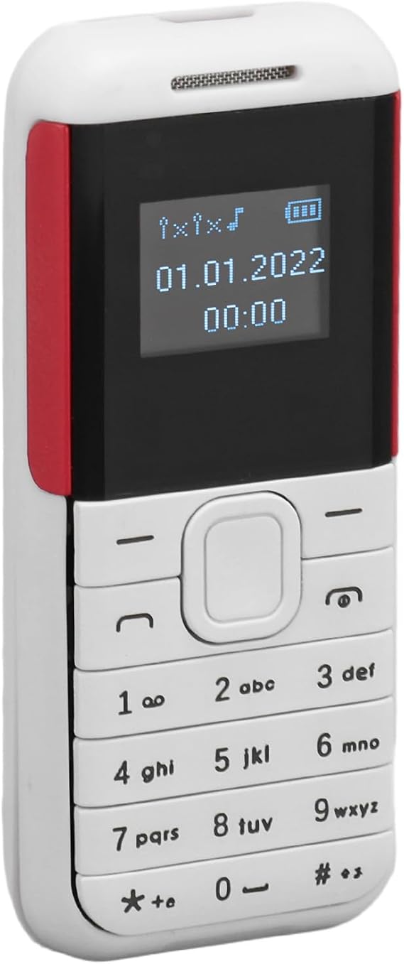 Sxhlseller 0.66in Screen Mini Mobile Phone, 2G Dual SIM, Bluetooth Sound Player, Radiation Protection (White)