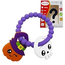 Nightmare Before Christmas Baby Toys Pumpkin Teether Baby Girl Or Boy Halloween Teether Perfect Chew Toy for Teething Babies Great Gift for Halloween with 1 Pc Mysterious Baby Teether Toy(2pc)