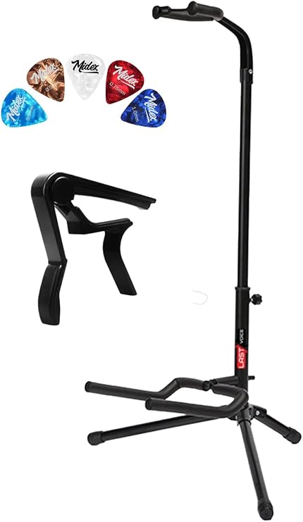 LASTVOICE Gtr-01C Guitar Stand Stand + Capo + Pena Pack
