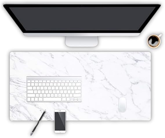 Extended Mouse Pad, Marble Design Leather Material Desk Mat，Washable Odorless Unfading Sweat Proof in 24x12inch,32x16inch,36x18inch (24''x12'')