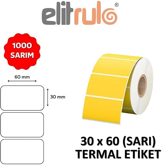 Barkod Etiketi 30x60 Termal SARI - 1000 Adet