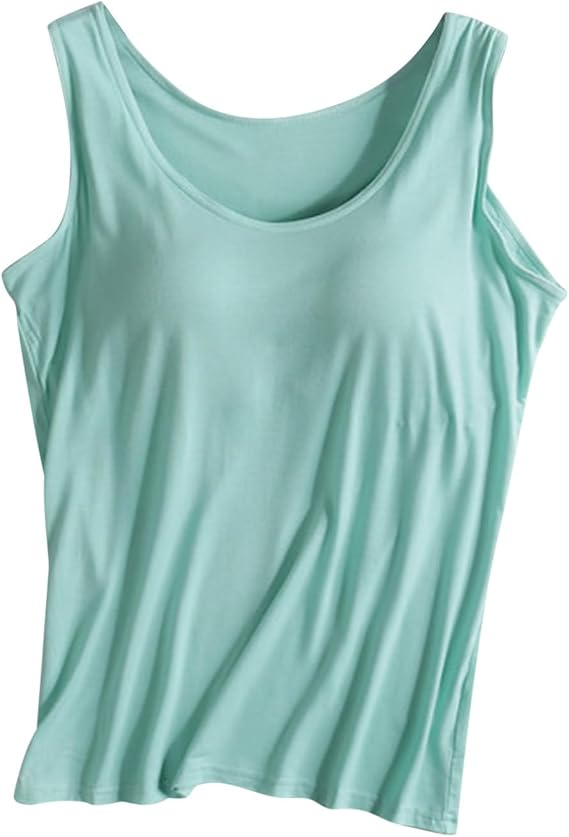 Tank Tops for Women Modal Built-in Bra Padded Camisole Yoga Tanks Tops Undershirts Lightweight Camis Tank Tops