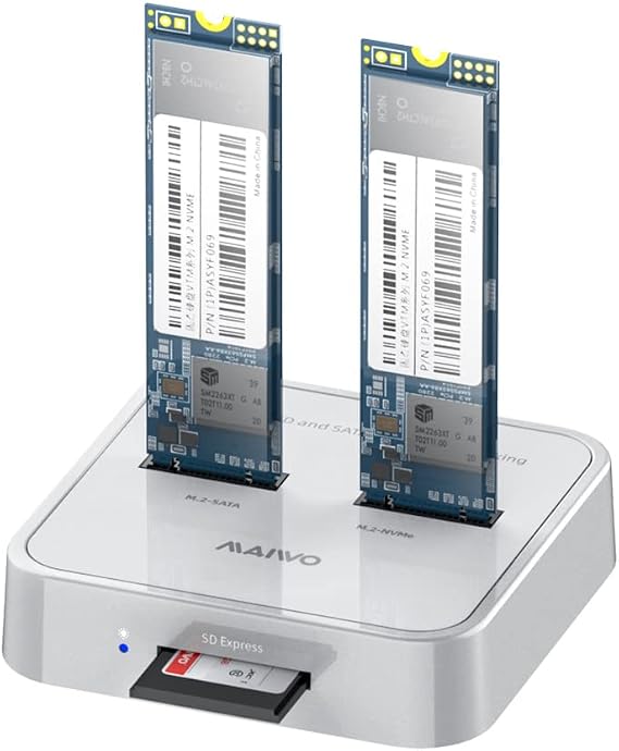MAIWO K3016SD NVMe SATA SD 3 Bay SSD Docking Station, 10Gbps M.2 SSD Reader Adapter Enclosure, Compatible SD Express/M.2 NVMe SATA SSD. (Not Support Clone)