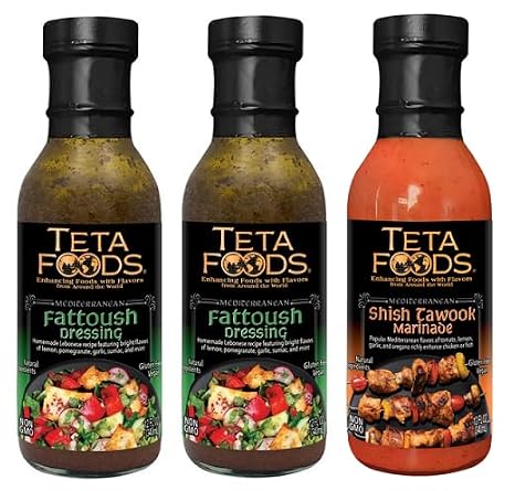 Teta Foods Assorted Selection of Middle Eastern Dressings and Marinades (2 Fattoush 1 Tawook)