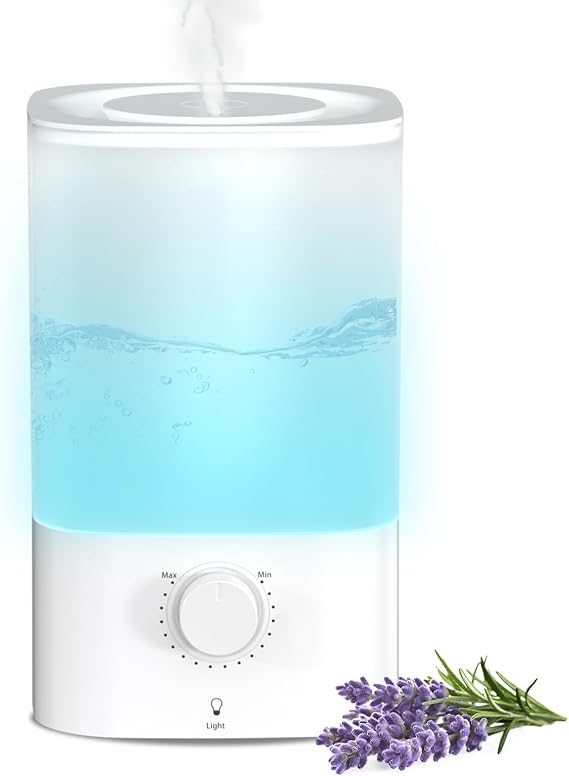 Electactic Top-Fill Cool Mist Bedroom Humidifier for Plants & Baby Nursery, 3.2L Large Capacity for up to 40H Runtime, Ultra Quiet <28dB, 3 IN 1, 5m Fine Mist, BPA-Free for Living Room, Desk, Office