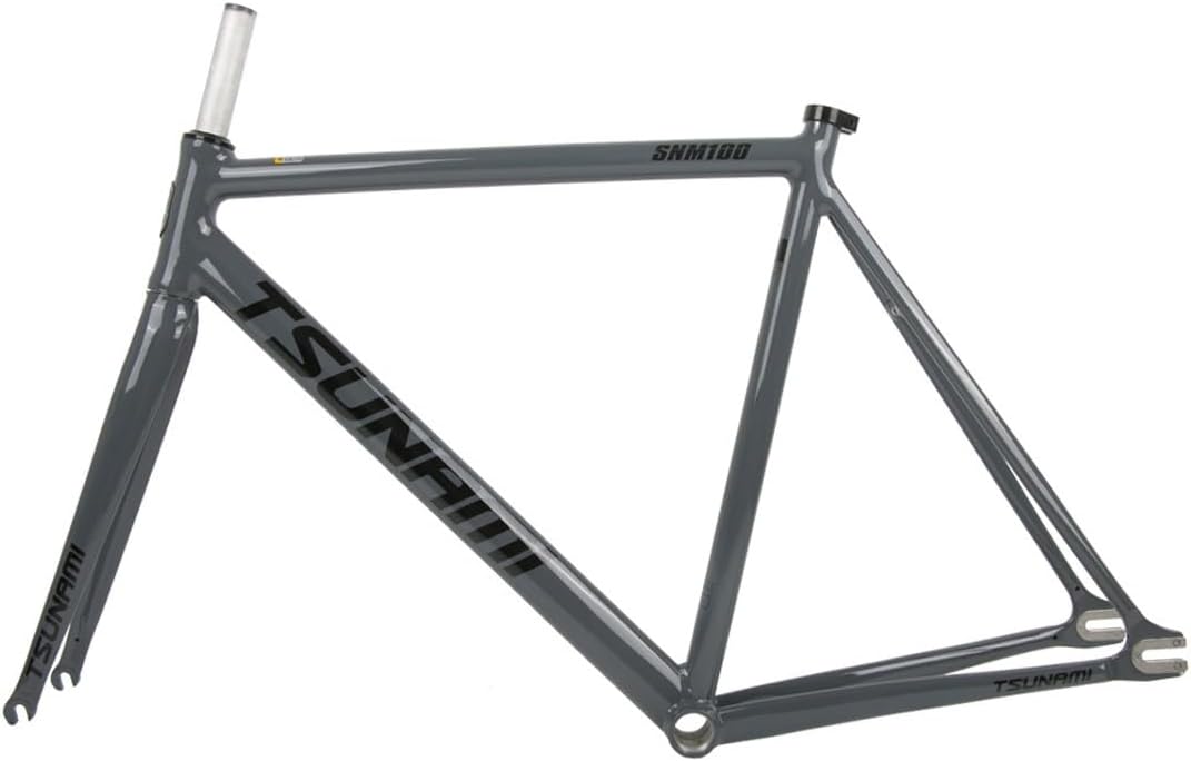 700C Fixed Gear Bicycle Frame Set 49CM 52CM 55CM 58CM Aluminum Alloy Track Bike Frame C Brake Bicycle Frame Quick Release Frame 100mm120mm QR BSA BB68mm Cement Gray, 49cm
