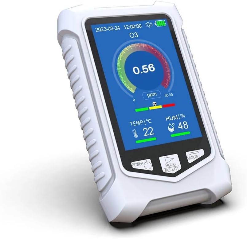 Air Quality Monitor Ozone Meter, 3.5 Inch TFT Multifunction O3 Air Quality Monitor for Air Quality Temperature Humidity Detection