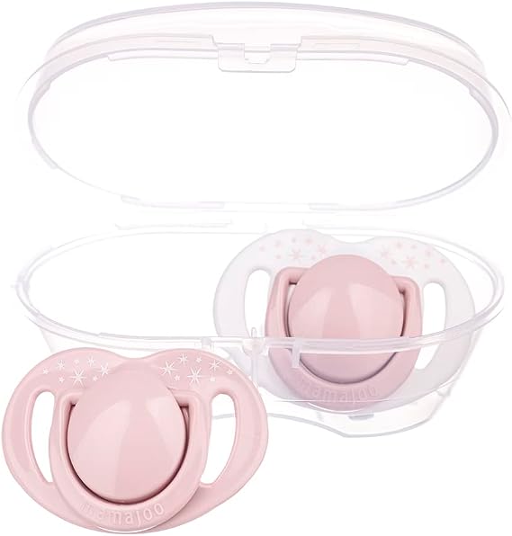 Mamajoo Sterilization & Orthodontic Pacifier with Storage Box (Pink Pattern, 2-Piece, 6 Months+)