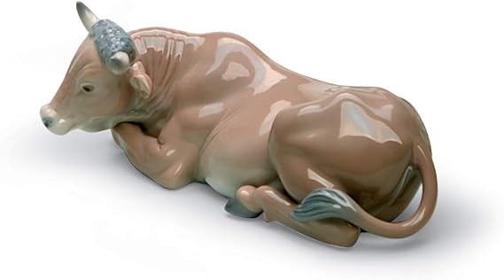 LLADRO Ox Nativity Figurine. Porcelain Nativity Ox Figure.