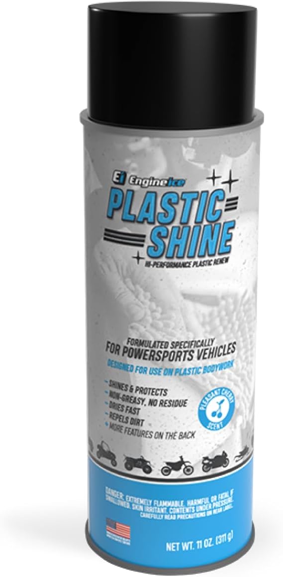 Engine Ice Plastic Shine 11oz High Gloss Coating & Protectant - Brightens, Restores Plastics, Fiberglass, Painted Surfaces & More - Fast Drying Prevents Corrosion, Mud & Dirt Build-Up