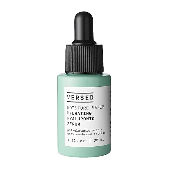 Versed Moisture Maker Hydrating Hyaluronic Serum - Lightweight Face Serum for Dry Skin With Moisturizing Polyglutamic Acid + Snow Mushroom Extract for Soothing + Plumping Hydration Day & Night (1oz)