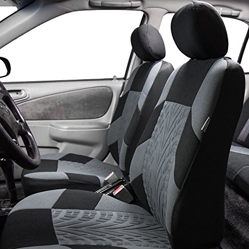 TLH Travel Master Automotive Seat Covers Front Set Only, Airbag Compatible, Gray Color Universal Fit Interior Accessories Car Seat Protector for Cars, Auto, Trucks, SUV