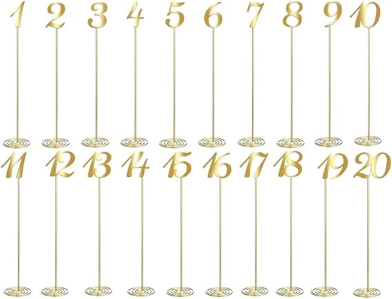 Table Numbers Metal Table Numbers 1-20 For Wedding Reception 12 Inch With Sturdy Holder Base
