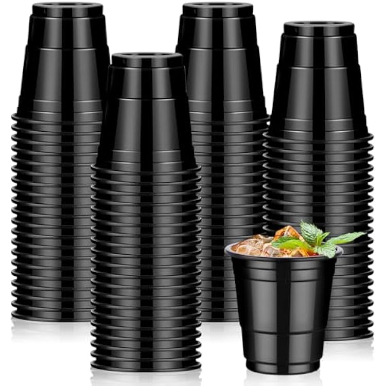 Dualshine 100 Pack 2oz Black Graduation Plastic Shot Glasses Disposable, Mini Disposable Shot Cups for Parties Weddings Beer Taste Serving Snack Sample Tastings Barbecues Picnic