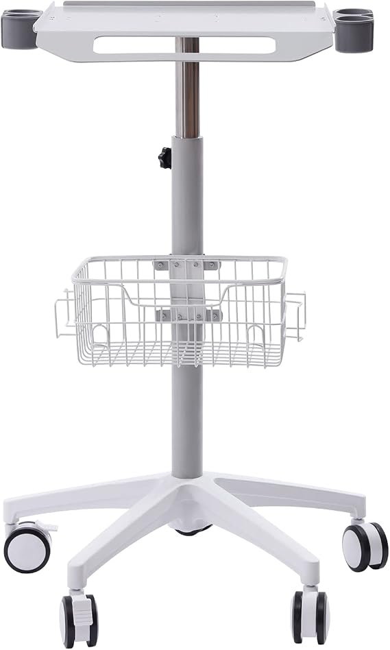 Medical Cart, Mobile Medical Tablet Cart with Wheels, Medical Trolley Cart, Adjustable Lab Cart, Beauty Storage Cart for Home Bedroom Salon Lab Hospital Dental Office Clinic, 55.12lbs Capacity