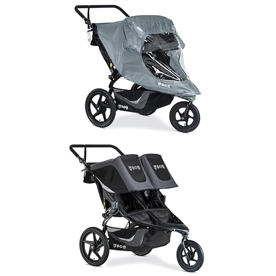 BOB Gear Revolution Flex 3.0 Duallie Double Jogging Stroller, Graphite Black
