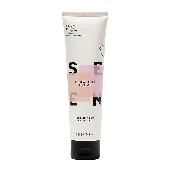 SEEN - Blow-Out Creme, Scented - Non-Comedogenic Blow-Out Hair Cream - Dermatologist-Developed - Reduces Frizz- Heat Protectant- Safe for Sensitive, Eczema & Acne Prone Skin