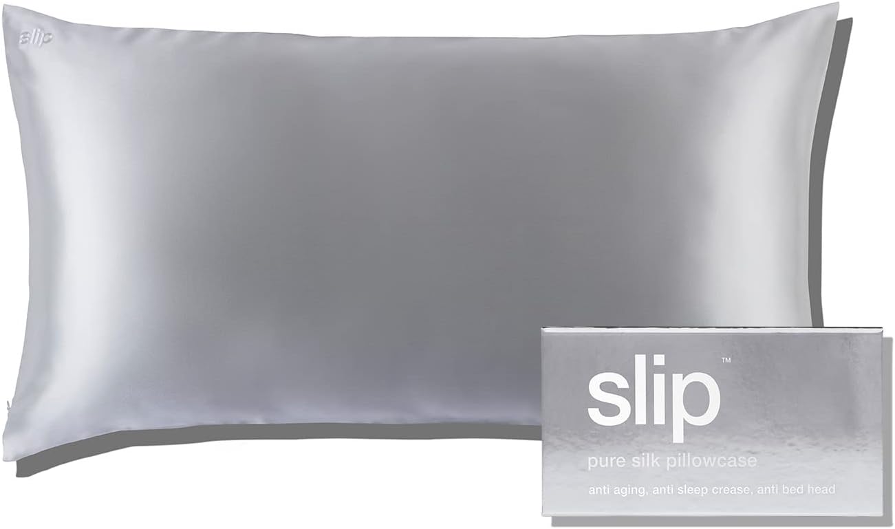 Slip King Silk Pillowcase, Silver - Slipsilk Pure Mulberry 22 Momme Silk Pillow Case