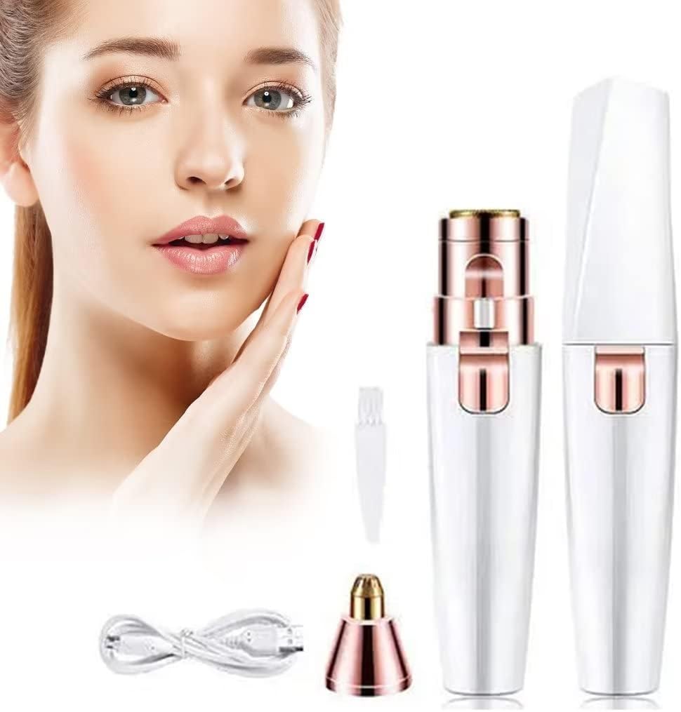 Portable 2 in 1 Electric Epilator Eyebrow Trimmer Female Body Facial Lipstick Shape Hair Removal Women Painless Razor Shaver