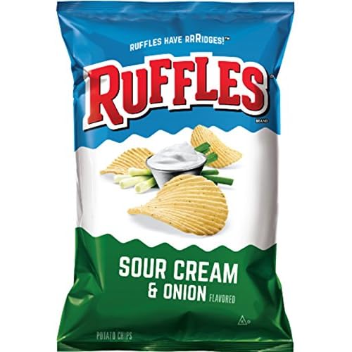Frito Lay, Ruffles, Potato Chips, 7.75oz Bag Pack of 3 Choose Flavors Below Sour Cream & Onion 7.75oz by Ruffles