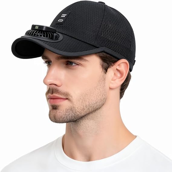 Mesh Baseball Cap Summer UV Protection Sun Hat with Solar Fan or USB Charging for Men Women Outdoor