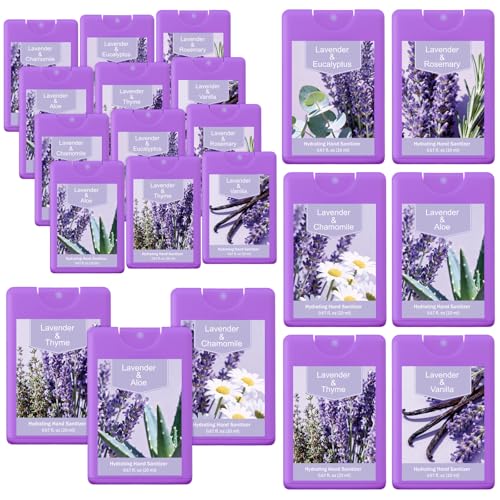 24 Pack Travel Size Hand Sanitizer Spray Lavender Scented Hydrating Hand Sanitizer Employee Appreciation Gift Bulk Portable Cleans Hands Sanitizing for Travel Adults Office Team Family School