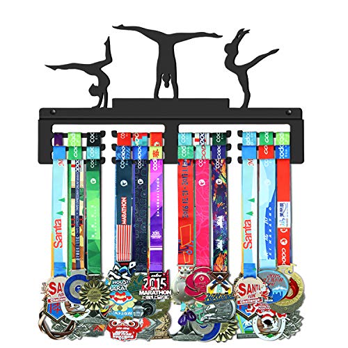 GENOVESE Gymnastics Medal Hanger Display Rack, Black Sturdy Steel Metal, Wall Mounted Over 50 Medals Easy to Install