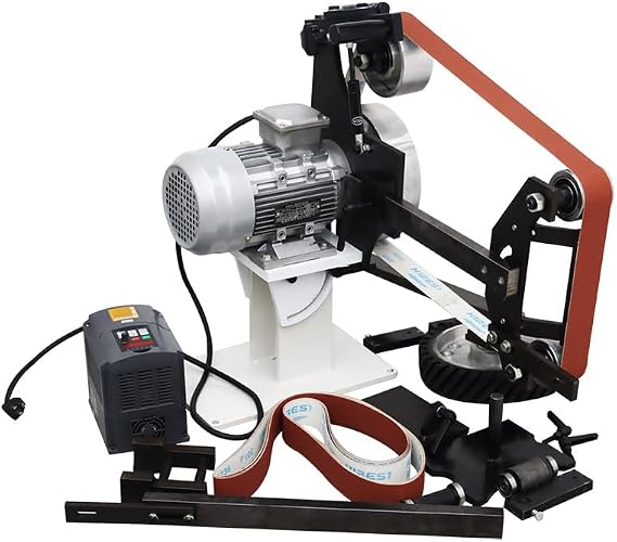 2x72inch Variable Speed Belt Sander Vertical and Horizontal Multi-Angel Belt Grinder for Knife Polishing with Three Sets of Grinding Wheels and Base 110V 0-2840RPM